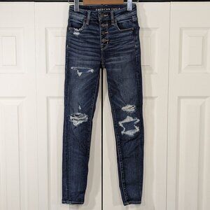 American Eagle Hi Rise Jeans Jegging with distressed details Super Stretch Skinn